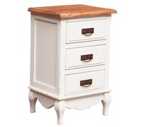 Biscottini Comodino cassettiera Country in legno massello di tiglio struttura bianca piano finitura naturale L45xPR36xH70 cm. Made in Italy
