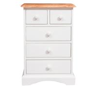 Biscottini Comodino Country in legno massello di tiglio struttura bianca anticata piano finitura naturale L51xPR30xH74 cm. Made in Italy