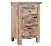 Biscottini Comodino Legno Riciclato 63x30x34 cm | Comodino Camera da Letto Rustico | Comodini Vintage con Finitura Anticata