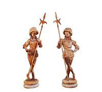 Biscottini Coppia di Statue da Giardino Grandi 55x33x165 cm | Scultura da Giardino in ghisa | Arredamento Giardino Grande | Decorazioni Giardino per Esterno in Finitura Anticata