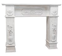 Biscottini Cornice camino in legno finitura bianca anticata L121xPR28xH96 cm realizzata