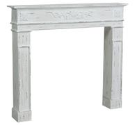 Biscottini Cornice camino legno bianca anticata arredo casa 115x17x102