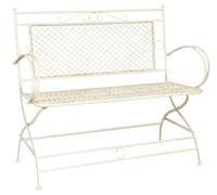 Biscottini Divanetto/panchina in ferro battuto finitura bianca anticata 120x52x79 cm