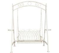 Biscottini Dondolo a due posti in ferro battuto finitura bianca anticata L198xPR100xH220 cm