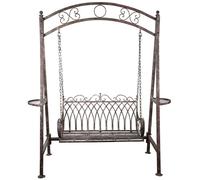 Biscottini Dondolo a due posti in ferro battuto finitura ruggine anticata L198xPR100xH220 cm