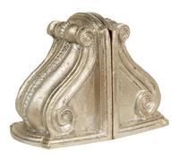Biscottini Fermalibri per mensole Argento L23,5xPR12,5xH18,5 cm - Reggi libri per mensole - Fermalibri legno - Ferma libri per libreria con finitura oro