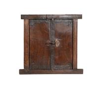 Biscottini Finestra finestrina grata in legno massello e in ferro antica e vecchia medievale con telaio da interno o da esterno