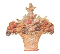 Biscottini - Fregio Legno Cesto Frutta In Legno Finitura Policromo Anticato Made In Italy - L56xPR8xH57 - Fregi in legno - finitura policromo anticato - Made in Italy