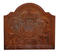 Biscottini Frontone con stemma 54x3,5x50 cm | Piastra per camino funzionale e decorativa | Frontone camino in ghisa