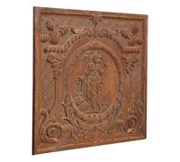 Biscottini Frontone con stemma 78x3x75 cm | Piastra per camino funzionale e decorativa | Frontone camino in ghisa