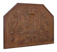 Biscottini Frontone con stemma 88,5x3,5x64,5 cm | Piastra per camino funzionale e decorativa | Frontone camino in ghisa
