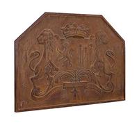 Biscottini Frontone con Stemma 88x3x64 cm | Piastra per Camino Funzionale e Decorativa | Frontone Camino in ghisa