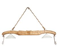 Biscottini Giogo lampadario in legno massello di tiglio finitura naturale L161xPR30xH41 cm. Made in Italy