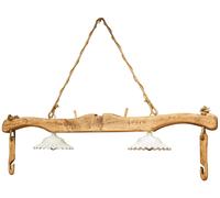 Biscottini Giogo lampadario in legno massello di tiglio finitura naturale .Made in Italy