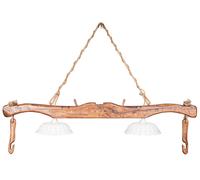 Biscottini Giogo lampadario in legno massello di tiglio finitura noce chiaro Made in Italy