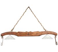 Biscottini Giogo lampadario in legno massello di tiglio finitura noce Made in Italy