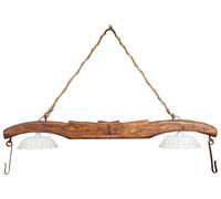 Biscottini Giogo lampadario in legno massello di tiglio finitura noce scuro Made in Italy
