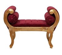 Biscottini International Art Trading Stile Oro 132x52x75 cm, Poltrona Legno di faggio, Panchetto casa, Sgabello Barocco Imbottito, Grande (L6744-1)