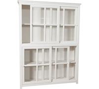 Biscottini INTERNATIONAL ART TRADING V-L6114-B, Buffet Mobile Soggiorno 210x40x150 cm Cucina Alta/Credenza Legno massello/Libreria con Ante Chiuse, Bianco