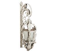 Biscottini Lampada applique a muro elettrificata in ferro battuto finitura bianca anticata L32xPR42,5xH91 cm