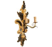 Biscottini Lampada Applique Shabby in legno e ferro finitura foglia oro anticato e nero Made In Italy