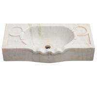 Biscottini Lavandino smerlato in marmo bianco L60xPR30xH14 cm Vasca smerlata realizzata