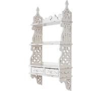 Biscottini Mensola etagere a muro in legno massello di mogano finitura bianca anticata 52x20x90 cm