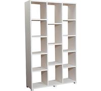 Biscottini Mobile libreria legno massello 121x36x200cm -Scaffali libreria biblioteca Made in Italy - Libreria da terra divisorio ambienti - Libreria grande con ripia