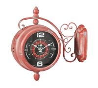 Biscottini Orologio da Parete Vintage 40,5x38,5x16,5 cm - Orologio Stazione ferroviaria - Orologio da Parete Cucina in Ferro Bianco - Orologi Cucina bifacciali
