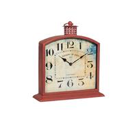 Biscottini Orologio da Tavolo analogico 40,5x13,5x47,5 - Orologio cameretta Made in Italy - Orologio da Comodino in Ferro Rosso Anticato