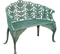 Biscottini Panchina da esterno 110x60x90 cm - Panchina in ghisa - Panchina da giardino in fusione di ghisa - Panca da esterno anticata - Divanetto giardino 2 posti in metallo Verde