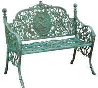 Biscottini Panchina Liberty in ghisa finitura verde anticata L105xPR43xH90 cm Robusta
