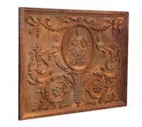 BISCOTTINI Piastra Ghisa Camino Parascintille Schermo Frontone Stemma Lastra