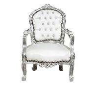 Biscottini Poltrona barocca 73x51x50 cm | Sedie Luigi XVI Anticata | Stile Francese | Poltroncina Camera da Letto con Seduta Bianca