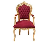 Biscottini Poltrona relax - Poltrona camera da letto - Poltrona Salotto - Poltrona imbottita - Sedia imbottita - Stile francese Luigi XVI - Poltrona con braccioli in legno -Sedia da camera (Rosso)