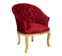 Biscottini Poltrona salotto e sedia camera da letto 73x65x89 cm | Poltrona camera da letto con finitura anticata | Poltrona da camera marrone