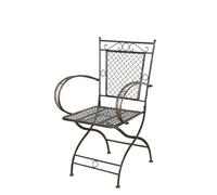 Biscottini Sedia poltrona con braccioli in ferro battuto finitura ruggine anticata 60x51x96 cm