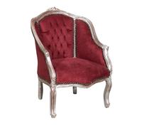 Biscottini Poltrona Stile Luigi XVI Faggio Argento Anticato Seduta Bordeaux