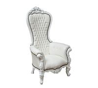 Biscottini Poltrona Trono Barocco Bianco - Poltrona Reale Fatta a Mano - Poltrona Gigante Schienale Alto - Sedia Tronoino Legno Massello - Poltrona Tronetto Salotto 145x83x85 cm - Poltrona da Sposa