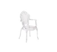 Biscottini Poltroncina in Policarbonato Trasparente con Braccioli - Sedia Cucina e Soggiorno 53x49x97,5 cm - Stile Barocco Sala da Pranzo - Sedia in Plastica da Esterno per Cerimonie