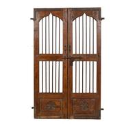 Biscottini Porta portone in legno massello e ferro da interno o da esterno vecchia e antica medievale