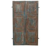 Biscottini Porta portone in Legno massello e Ferro da Interno o da Esterno Vecchia e Antica Medievale L103XPR5XH165CM