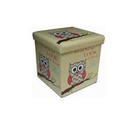 Biscottini Pouf contenitore ecopelle 32,5x32,5x32,5cm - Scatola porta oggetti con coperchio - Cubo contenitore - Pouf contenitore pieghevole