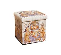 Biscottini Pouf contenitore ecopelle 32,5x32,5x32,5cm - Scatola porta oggetti con coperchio - Cubo contenitore - Pouf contenitore pieghevole