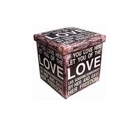 Biscottini Pouf contenitore ecopelle 32,5x32,5x32,5cm - Scatola porta oggetti con coperchio - Cubo contenitore - Pouf contenitore pieghevole