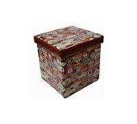 Biscottini Pouf contenitore ecopelle 32,5x32,5x32,5cm - Scatola porta oggetti con coperchio - Cubo contenitore - Pouf contenitore pieghevole
