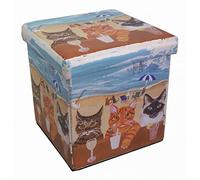 Biscottini Pouf contenitore ecopelle 32,5x32,5x32,5cm - Scatola porta oggetti con coperchio - Cubo contenitore - Pouf contenitore pieghevole