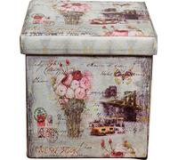 Biscottini Pouf Contenitore Ecopelle 32x32x32 cm | Scatola Porta Oggetti con coperchio | Cubo contenitore | Pouf Contenitore Pieghevole Stile Vintage | Poggiapiedi, Seduta e Portaoggetti