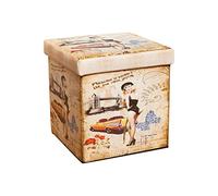 Biscottini Pouf Contenitore Ecopelle 33x33x33 cm | Scatola Porta Oggetti con Coperchio | Cubo Contenitore | Pouf Contenitore Pieghevole