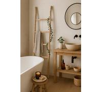 Biscottini Scaletta porta asciugamani bagno 148x36x3 - Scala Decorativa in Legno - Scaletta legno appendi asciugamani - Scala portasciugamani - Portasciugamani da parete Metallo, Bambu